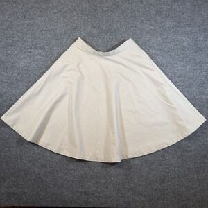 Vtg Y2K Body By Victoria Cream Linen Flare Skirt Knee Length Women's Size 2